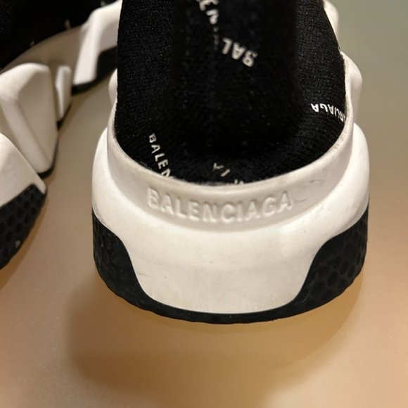 Balenciaga authentic Speed Sock Logo Sneaker Black and White, size 11 - Picture 6 of 14